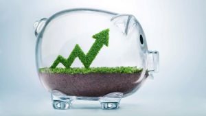 Glass Piggybank With a Grass Arrow Inside - Wealth Connexion Increase Super